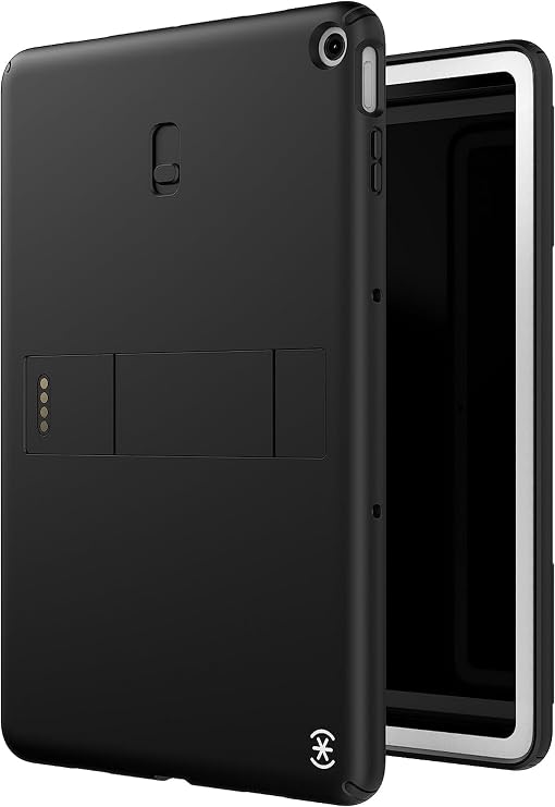 Speck Google Pixel Tablet 2023 Case and Stand - Full Back, Thin, Scratch Resistant, Drop Protection & Adjustable Kickstand - Works with Google Pixel Charging Speaker Dock - Black & White StandyShell