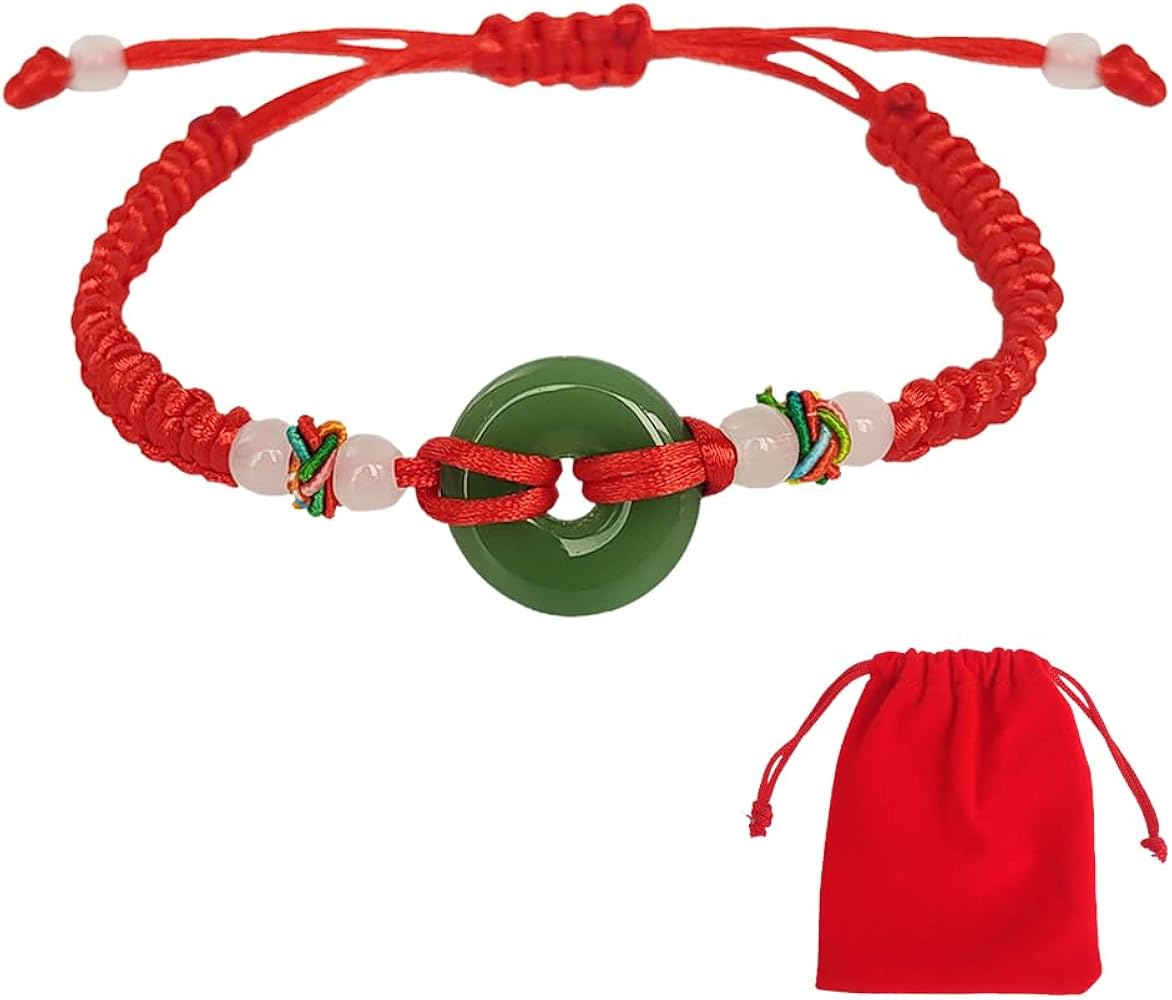 Amazon.com: nsgglecher Vintage Jade Peace Clasp Beaded Red Rope