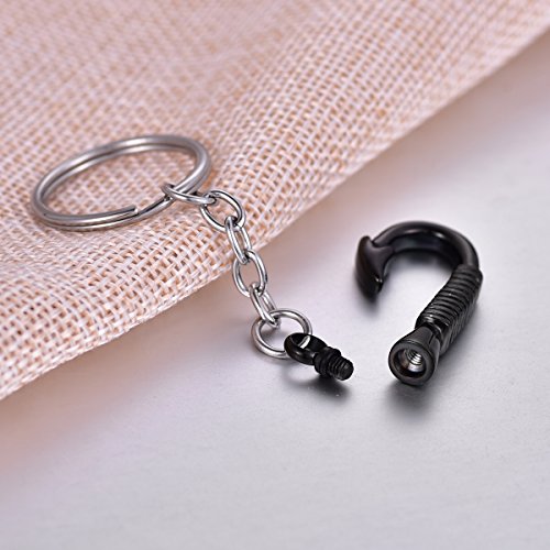 Coco Park Black Fishhook Urn Pendant Keyring Cremation Jewelry For Ashes Memorial Keepsake Stainless Steel Keychain #TOP1