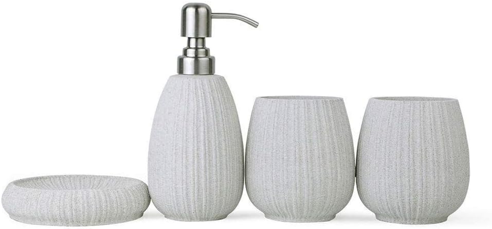 4-Piece Bathroom Set Including soap Dish with soap Dispenser Pump for Decorating and Heating Gift Set (Color : Pink Size : 4 Piece Set) (Gray 4 piece set)