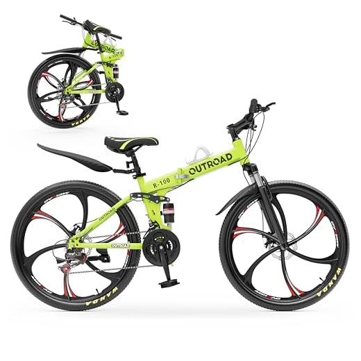 Outroad Folding Mountain Bike Foldable/Unfoldable Bike 26 Inch for Adult, 21-Speed Dual Suspension High-Carbon Steel MTB Foldable Bicycle, Dual Disc Brake Folding Bikes for Men Women