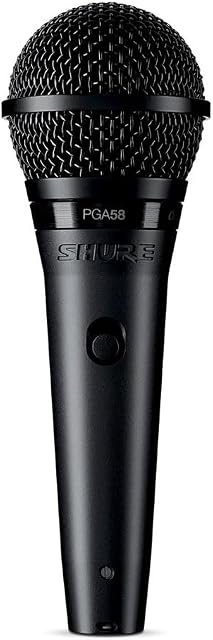 Shure PGA58 Mikrofon dynamiczny, ręczny mikrofon do wokalu o kardioidalnym wzorze odbioru, z dyskretnym włącznikiem i wyłącznikiem (PGA58-XLR-E)