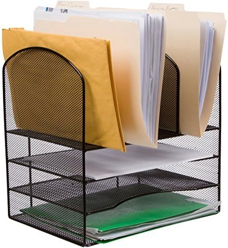 STYLISH Office Desk File Organizer – “Zero” Assembly - 33% more space - Perfect for paper filing, recipe, folders – Black Wire Mesh