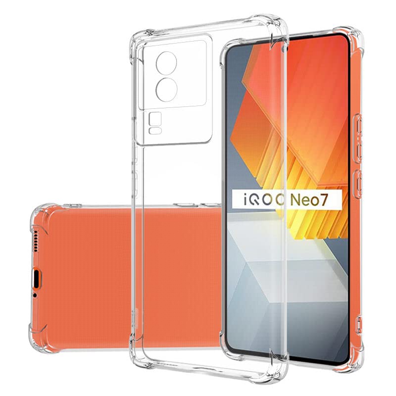 Image of for iQOO Neo 7 Pro 5G Case,iQOO Neo 7 Pro 5G Phone Case Clear Transparent Reinforced Corners TPU Shock-Absorption Flexible Cell Phone Cover for iQOO Neo 7 Pro 5G - Transparent