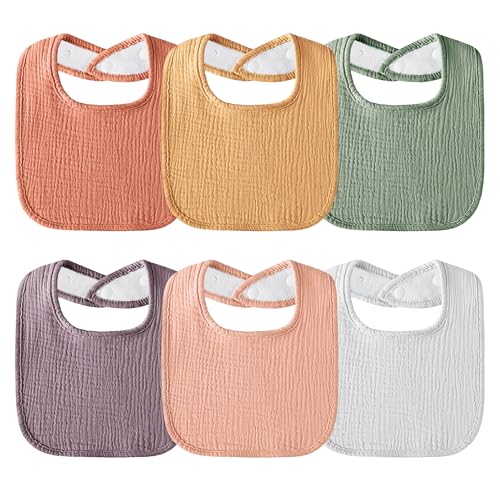 Muslin Baby Bibs 6-Pack Baby Drool Bandana Bibs for Baby Girls Boys Infant Newborn Toddler Drooling and Teething
