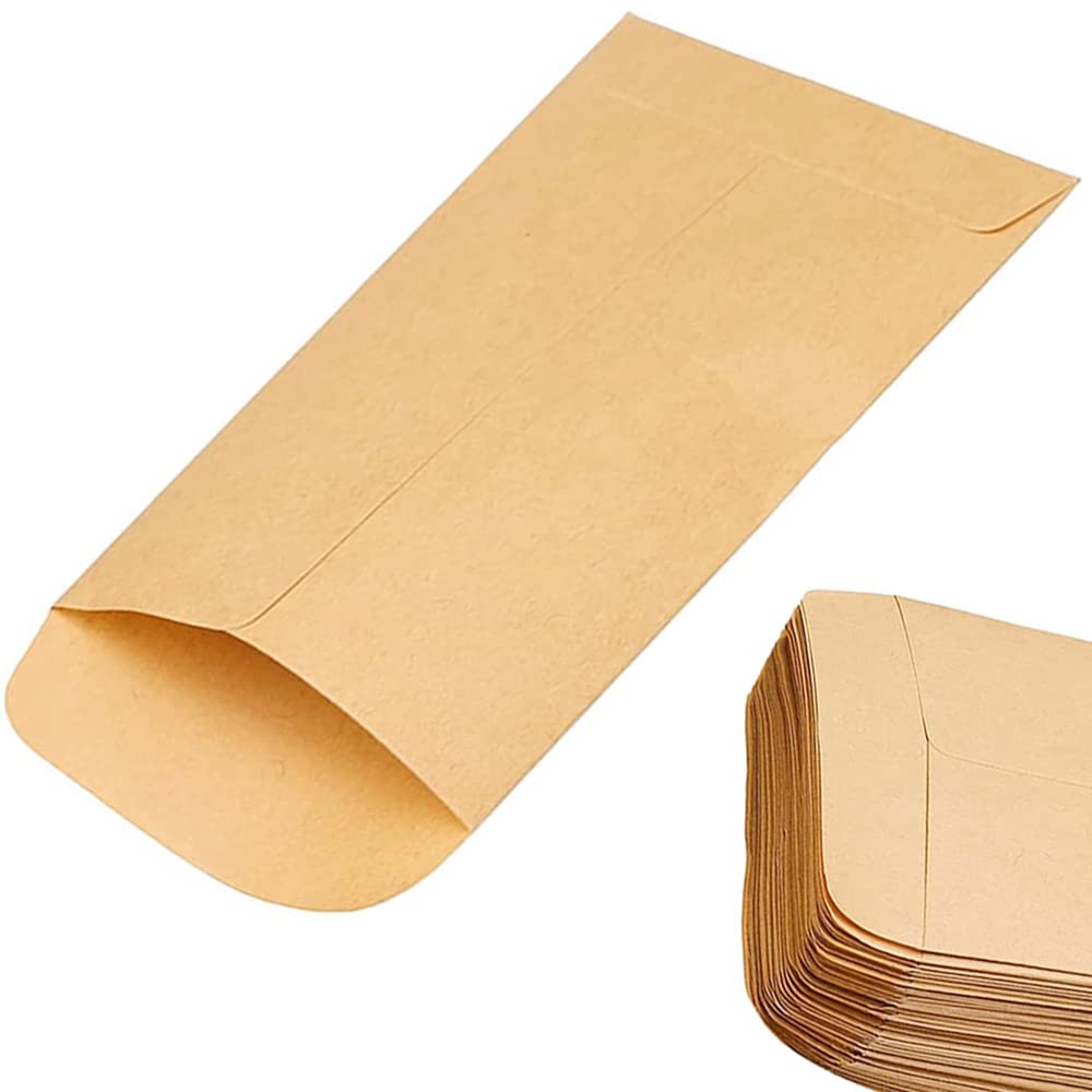100 Pcs Small Brown Envelopes Mini Kraft Paper Gift Pouch to Store Seed/Candy/Trinkets (9X13 cm)