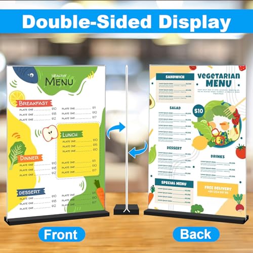 image for EHWINE 6 Pack Acrylic Sign Holder 8.5 x 11, Double-Sided Stand up Tabl