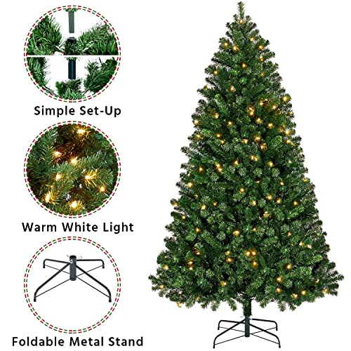 Yaheetech 6Ft Pre-Lit Spruce Artificial Hinged Christmas Pine Tree Prelighted Holiday Xmas Tree For Home Party Decoration With 300 Warm White Lights And 818 Branch Tips thumb #4