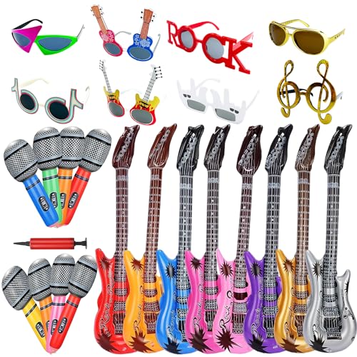 Large Rock Star Funny Sunglasses Set, Rock and Roll Party Funny Music Sunglasses, Inflatable...