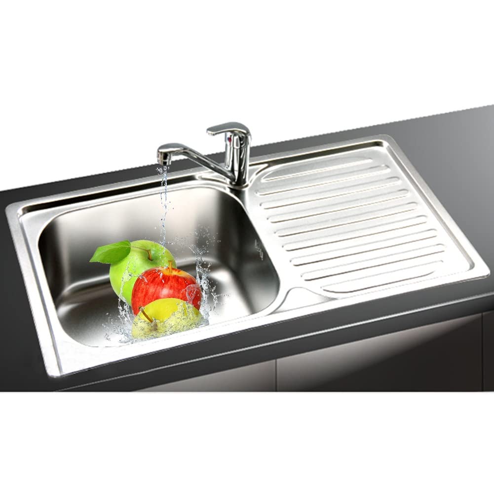 WDSOPK Stainless Steel Kitchen Sink - 1 Compartment Utility Sink with Drainboard - Topmount Multipurpose Sink for Workstation, Rv, Bar Sink (Left Kit A)