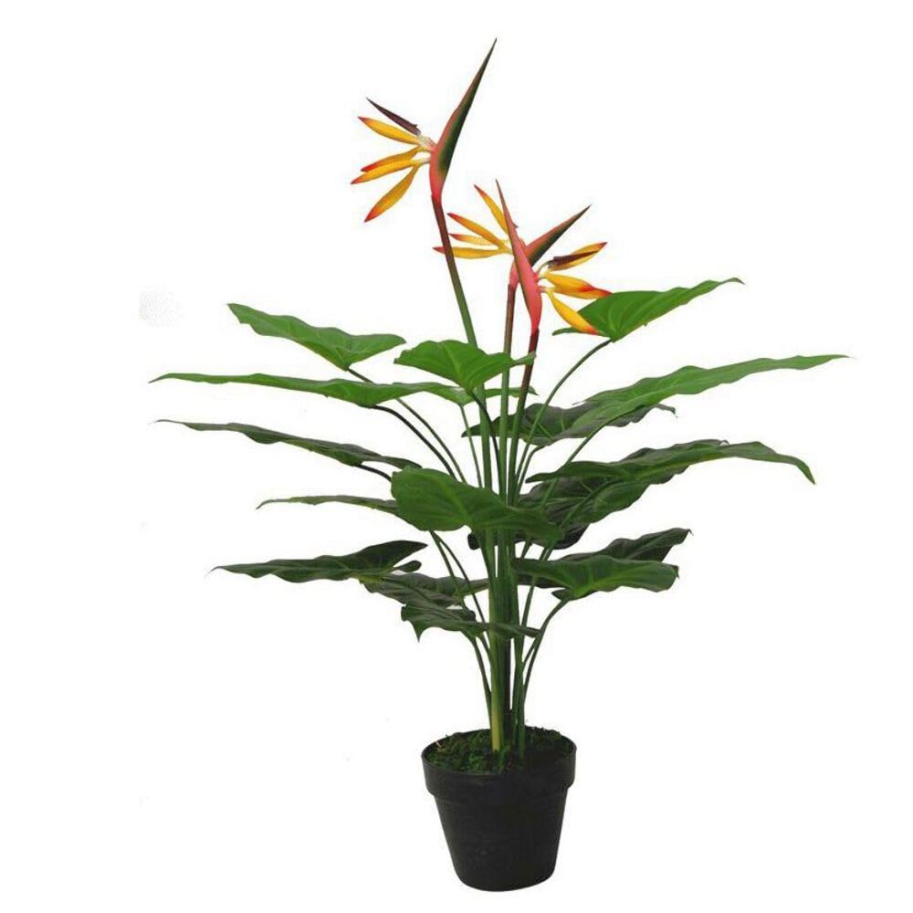 Leaf Bird Of Paradise Plant 70cm Artificial - Large, Orange Plastic
