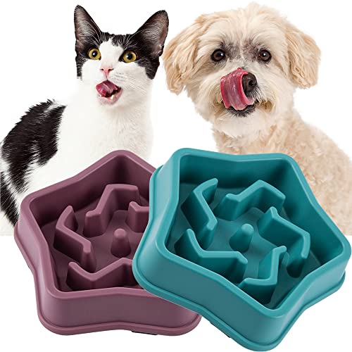 Vealind Slow Feeder Hundenapf Interaktiv Medium Small Dogs Pet Bowls to Sslow down Essen Prevent Obesity(Rot + Grün) Cover