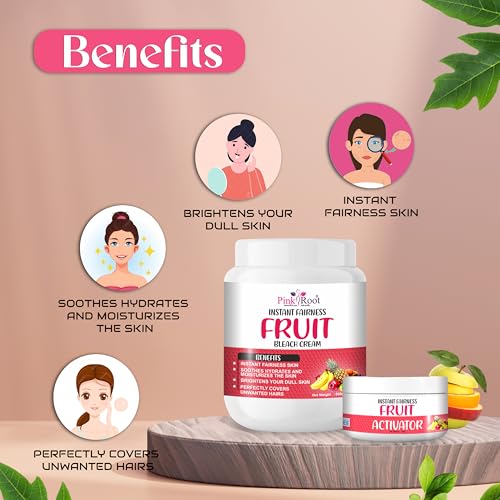 Image of Pink Root Fruit Bleach Cream with Activator 1Kg, for Instant Fairness of Skin, Reduces Dark Spots & Gives the face Soft, Radiant & Luminous Effect|| Bleach Cream For All Skin Types