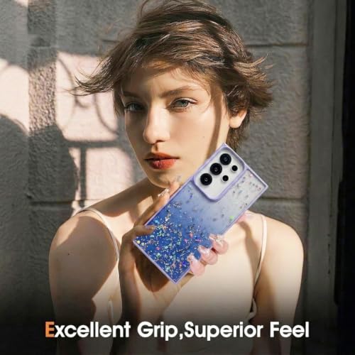 Image of VONZEE Case Compatible with Samsung Galaxy S25 Ultra 5G, Non Moving Glitter Shockproof Case for Girls & Women Soft TPU Shockproof Anti Scratch Drop Protection Cover (Purple)