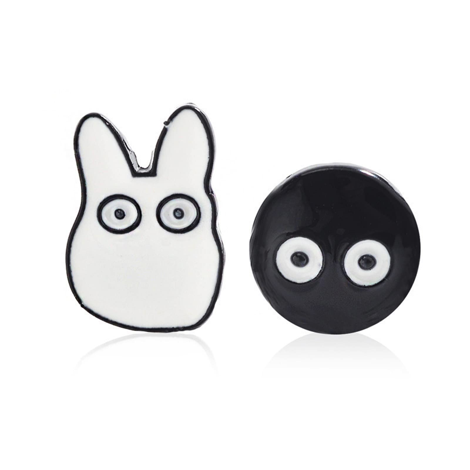 Soot Sprite Stud Earrings - Cute and Unique Asymmetric Cartoon Ear Studs for Women and Girls