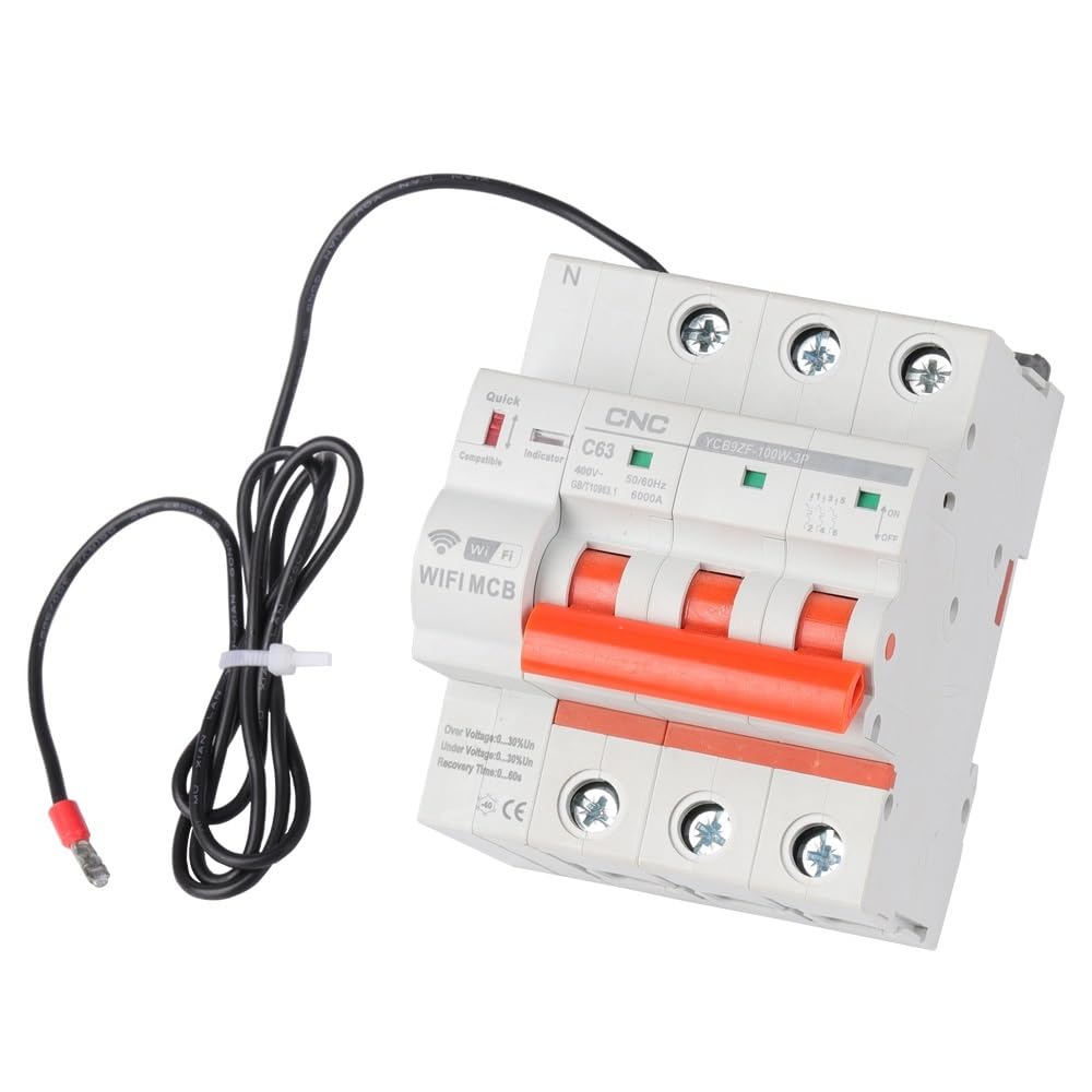 Diferencial Auto Rearmable Interruptor de circuito riel con temporizador y control remoto, interruptor inteligente automático(1P,63A)