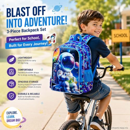 Image of UFNDC 3PCS Boys Backpack,16 inchKids Dinosaur Bookbag with Lunch Box, School Bag for Elementary Toddler