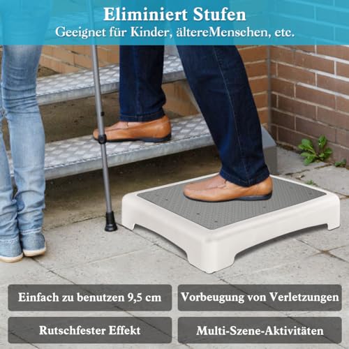 YHANEC Trittstufe Indoor & Outdoor, Steighilfen für ältere Menschen, Fußstützen mit Rutschschutz, Hocker und Aufstiegshilfe für Bad, Küche & Türschwellen 44 x 34 x 9.5 cm