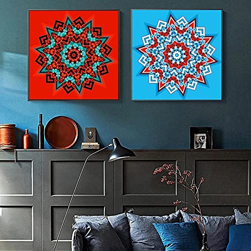 Affiche mandala abstrait 70x70cm lot de 2 toiles murales sans cadre