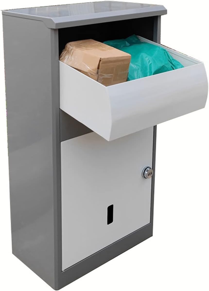 HIONRE Outdoor Mailbox with Lock,Secured Parcel Drop Box with Key Lock Outside