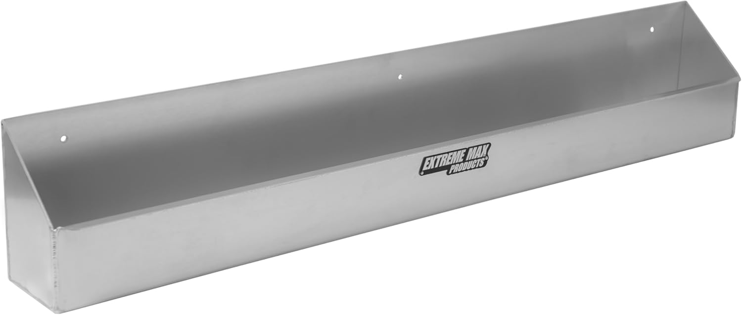 Extreme Max 5001.6194 Wall-Mount Aluminum Aerosol Storage Shelf for Enclosed Trailer Shop Garage Storage - 12-Can Capacity, Silver