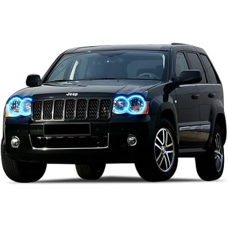 Amazon Com Flashtech For Jeep Grand Cherokee 05 10 Blue Single Color Led Halo Ring Headlight And Fog Light Kit Automotive