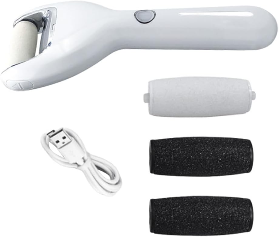jojofuny Electric Foot Callus Remover with Two-Level Durable Motor, White Electric Pedicure Tool for Home Foot Care and Dead Skin Removal