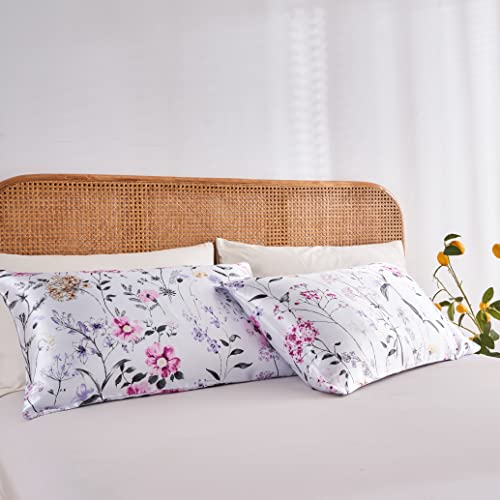 Satin Pillowcase For Hair And Skin White Satin Pillow Cases For Women 2 Pack Floral Satin Pillowcases Standard Set Of 2 100% Satin Pillowcase With Envelope Closure (20X26 White) #TOP5