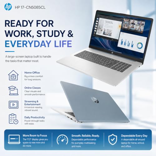 Image of HP New 17.3 inch Touchscreen Business Laptop(2026 Premium Edition), Intel Core Ultra 7 225U(12 Cores, Up to 4.8 GHz), 64GB DDR5, 1TB PCIe, Backlit Keyboard, Fingerprint Reader, Windows 11 with MS365 Web