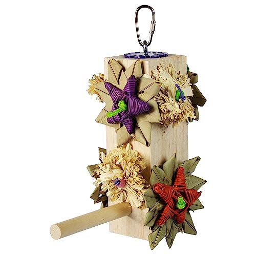 Image of Super Bird Creations SB1170 Balsa Perch & Play Bird Toy for Parrotlets, Parakeets, Cockatiel - Promotes Physical Activity, Curiosity, and Mental Engagement - Small /Medium Bird Size - 8 inch x 6 inch