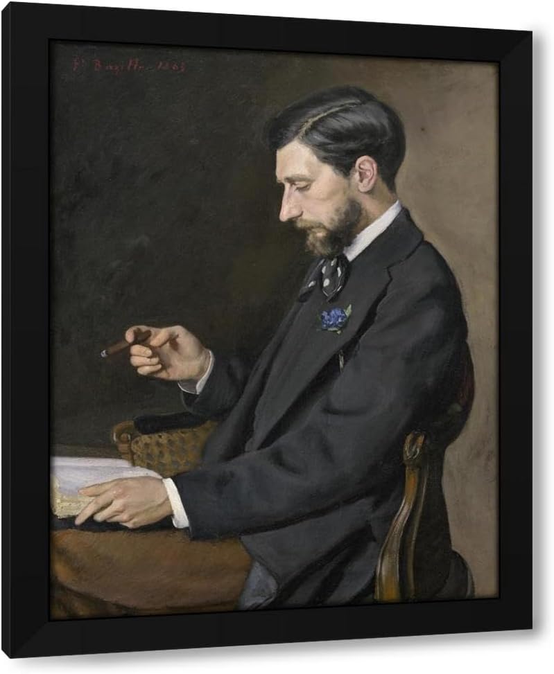 Frédéric Bazille 19x24 Black Modern Framed Art Print Titled: Edmond Maître (1869)