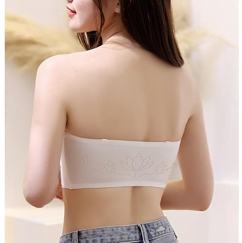 Modvica Women Lingerie Strapless Front Buckle Lift Bra, Wire-Free Anti-Slip Invisible Push Up Bandeau Bra White #TOP3