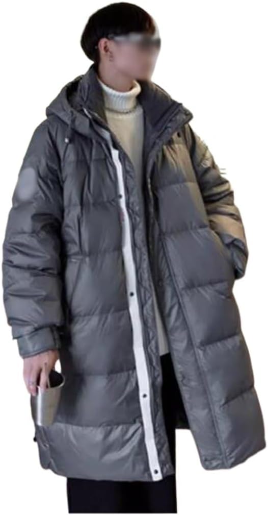 VIDI Hooded Coat In The Long Down Jacket Men's Winter Leisure Add Thick Warm Loose