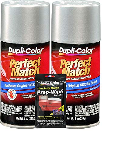 Dupli-Color Alabaster Silver (M) Exact-Match Automotive Paint - 8 oz, Bundles Prep Wipe (3 Items)