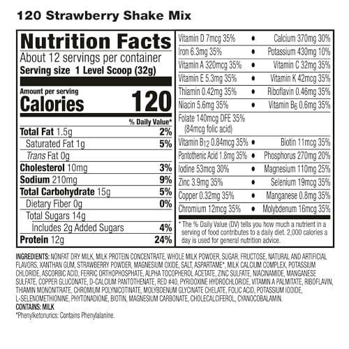 Image of HMR 120 Strawberry Meal Replacement Shake Powder, 12 Servings