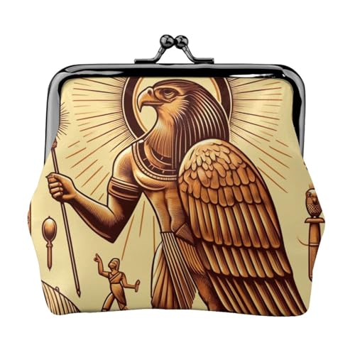 Pu Leather Buckle Coin Purse Ancient-Egyptian-Ankh-God Girls Kiss-Lock Change Purse Wallets