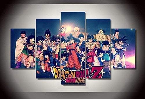 john psarris Dionysios Print Framed Canvas Anime Dragonball-Z 5 Pieces Wall Art Decor Ready to Hang on The Wall with Frame - Size 1