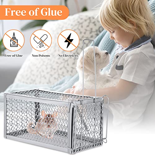 Qualirey 4 Pcs Rat Trap Humane Rat Trap Live Trap Chipmunk Trap Rodent Trap Mice Cage Mouse Traps For Indoor Outdoor Small Rodent Animal Mouse Cage Catch And Release (9.05 X 4.52 X 4.52 Inch) #TOP3