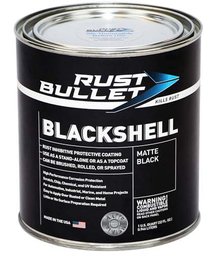 RUST BULLET BlackShell - Matte Black - 1 Quart - Corrosion Preventive Coating, UV Resistant Rust Proofing Paint, Long-Lasting Metal Protection