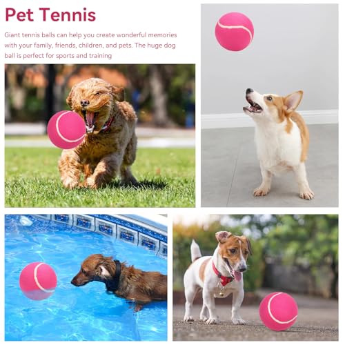HERCHR Hunde Tennisball 20cm/8 Zoll Hoher Dehnbarkeit Gummi Plüschfilz Interaktives Ball Aufblasbare Riesen Tennisbälle Großer Tennisball Jumbo Hundeball Riesen Tennisball für Haustiere Geschenk