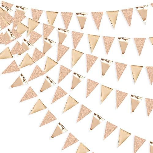 Pink Blume 52 Ft Champagne Gold Heart Party Kit Double Sided Metallic Paper Banner Streamer for Engagement Anniversary Bridal Shower Wedding Christmas Bachelorette Party Decorations Supplies