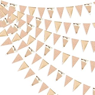 Pink Blume 52 Ft Champagne Gold Heart Party Kit Double Sided Metallic Paper Banner Streamer for Engagement Anniversary Bridal Shower Wedding Christmas Bachelorette Party Decorations Supplies