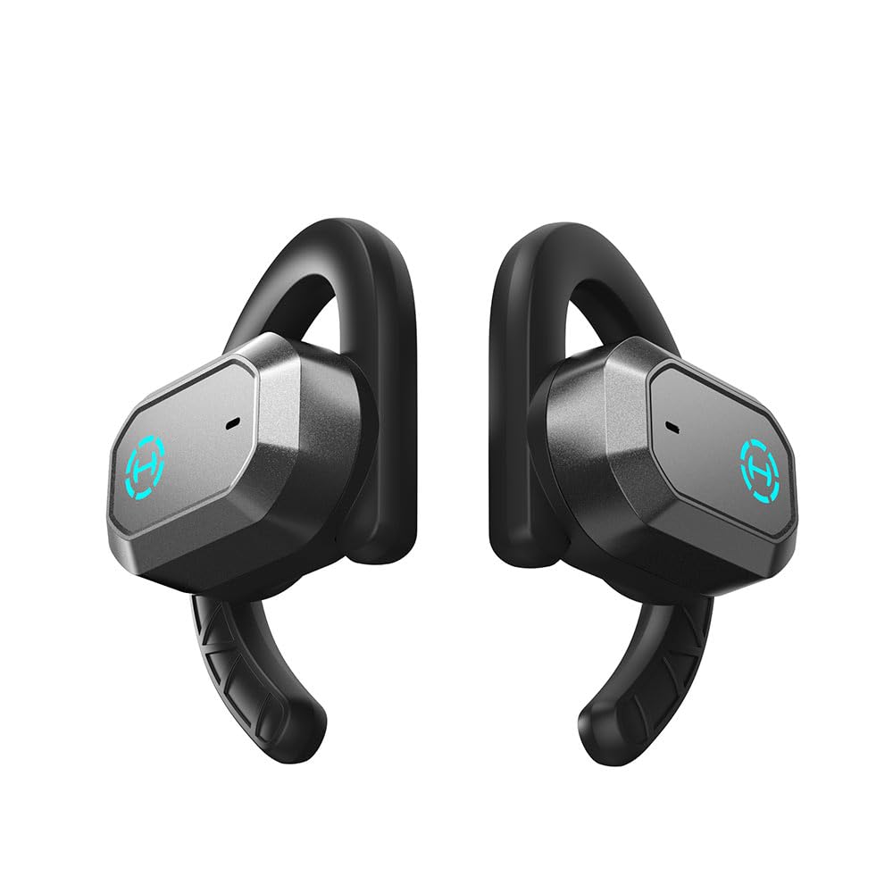 Edifier Hecate by AIR2 Open Ear Stereo Gaming Earbuds - Auriculares con micrófono Integrado con cancelación de Ruido y Efectos RGB, Color Negro