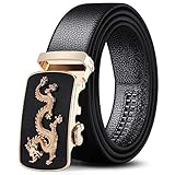 ALAKA Mens Leather Belt Automatic Alloy Buckle 35mm Ratchet Belt