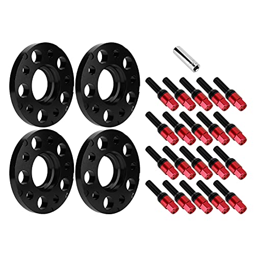 Acouto Espaciadores de Ruedas 5x112 15 Mm con Centrado en el Cubo, Aleación de Aluminio 6061 T6, Orificio Central de 66,56 Mm, Aumentan la Estabilidad, Se Adaptan a Varios Modelos de