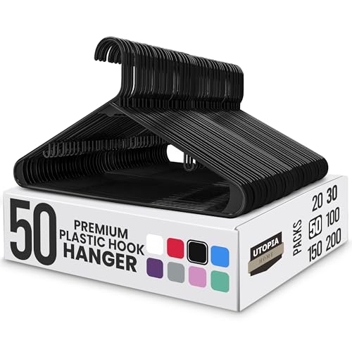 Utopia Home Plastic Hangers 50 Pack - Space Saving Clothes