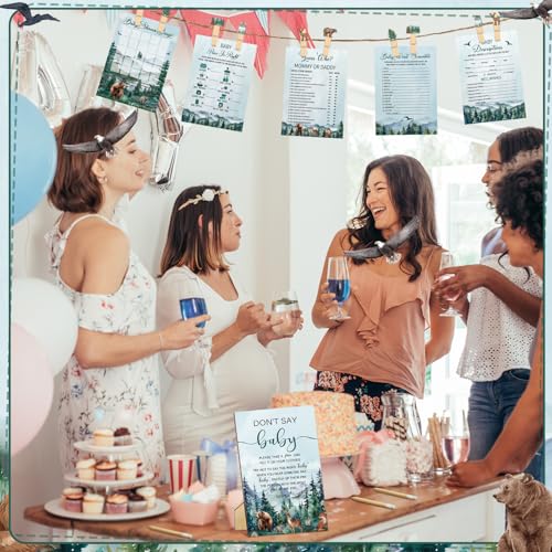 Image of Patelai 321 Pcs Adventure Awaits Baby Shower Decorations Let The Adventure Begin Baby Shower Games 5 Set Don't Say Serve 50 Guests for Forest Mountain Wilderness Gender Reveal Birthday Party Supplies