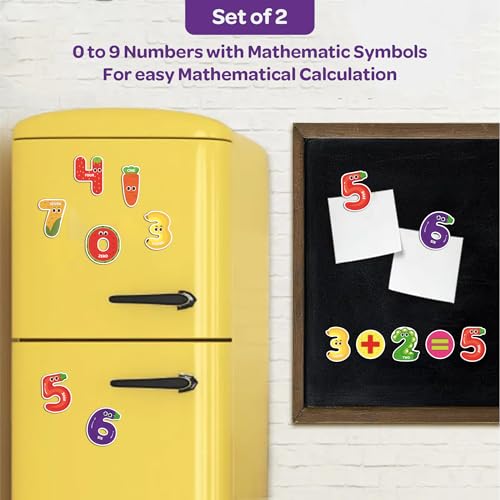 Image of Mini Leaves 30 Pieces Numbers Full Magnetic Fridge Magnets for Kids 0 to 9 Numbers with Signs for whiteboard- Educational Toys for Kids- Fruits Theme