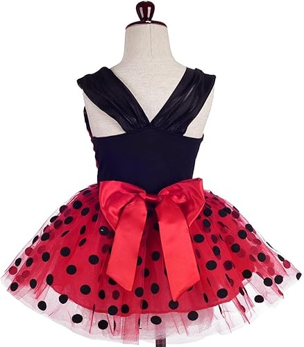 Miniatura 2 de Dressy Daisy Disfraz de mariquita a lunares para niñas, vestido de tutú para Halloween, Navidad, vestidos de fiesta, talla 3-8