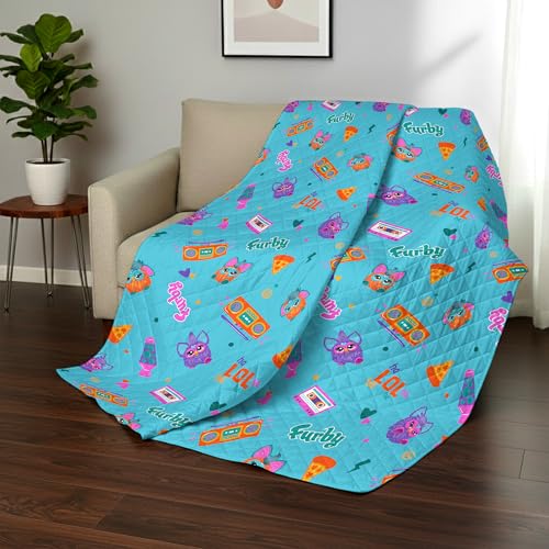 Image of Northwest Furby Party Time Twin Quilted Blanket, Comfy Bed Couch Throw, Adults Boys Girls, Soft Lightweight Bedding for Bed, or Couch, 60 x 80 inches